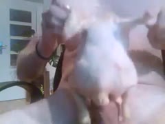 In this bizarre incident of brute fetish, a well-endowed dude fucks a cold, dead chicken.